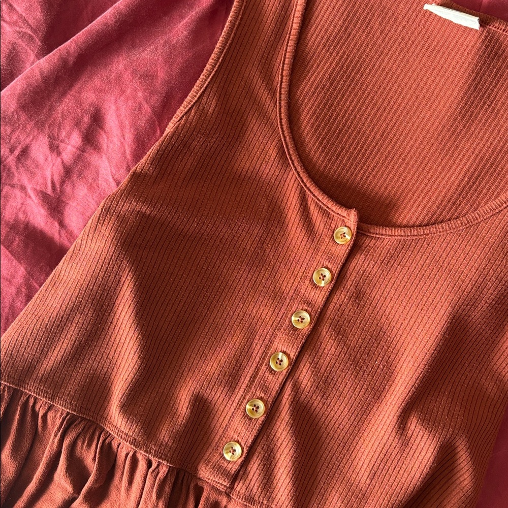 Others Follow Terracotta Buttoned Tank Top